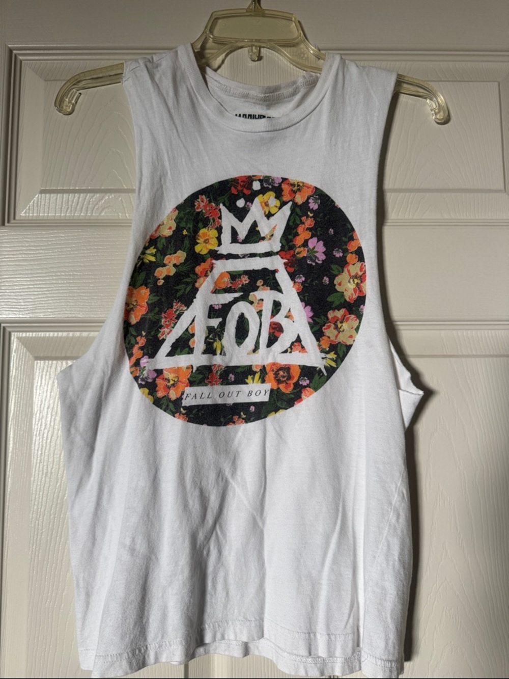Fall Out Boy Floral Logo Muscle Tank - White